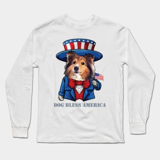 Shetland Sheepdog Dog Bless America Long Sleeve T-Shirt